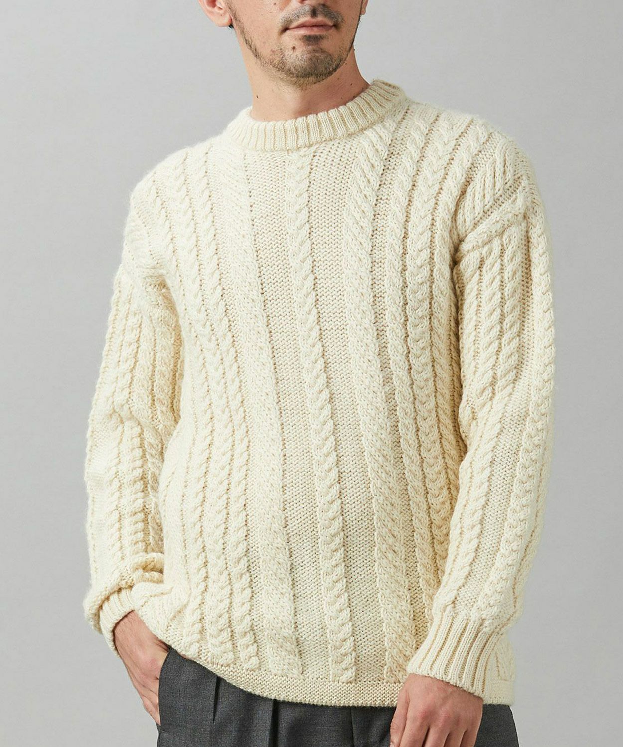 クルーネックアランセーター(MEN) 全2色 | BRITISH MADE