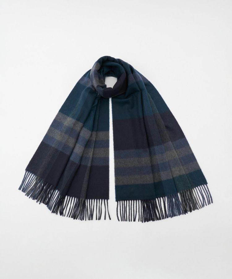 ★大幅値引きしました★コンランショップ◯ストール◯MADE IN ENGLAND ジョンストンズ マフラー カシミア チェック柄 WA000016 CK