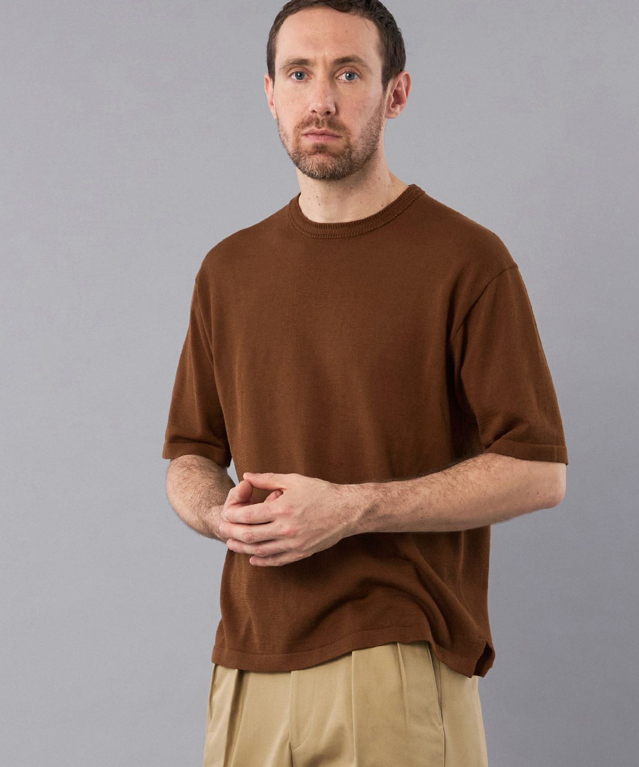 ヘリンボーンリブネックTシャツ(MEN) 全3色 | BRITISH MADE