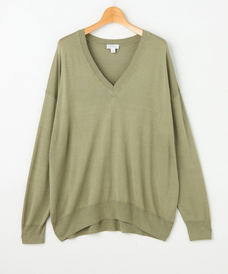 Vネックニット(シルク)(WOMEN) 全2色 | BRITISH MADE