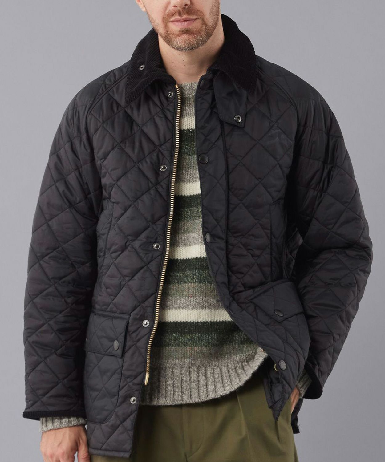 ネイビー美品】Barbour/定番キルティングジャケット英国表示Mメンズ 仲良い