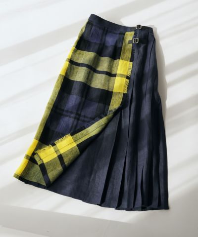 美品　マカラスター　macalastair ウールタータンチェックスカート BRITISH MADE ×macalastairソフトプリーツチェックスカート