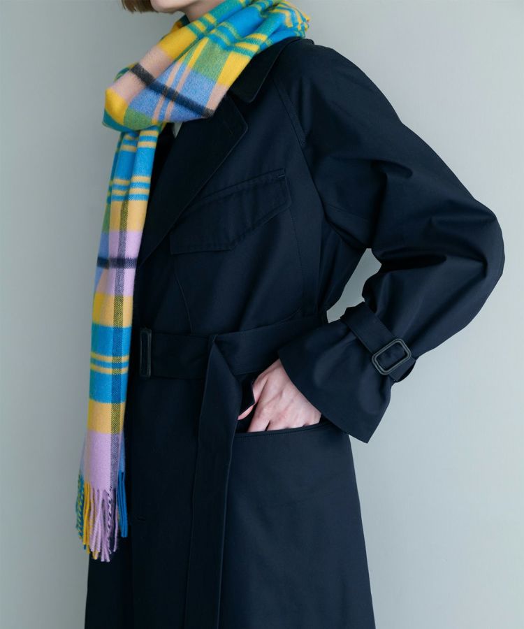 ジョンストンズ グリーンレーベル別注 大判チェックストール カシミヤ Johnstons of Elgin＞カシミヤ チェック ストール