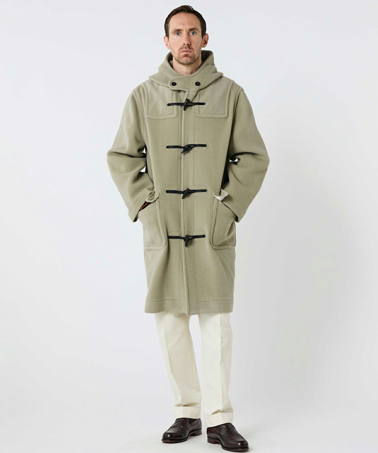 英国製 モンゴメリー x マラリウス社ウールヘリンボーン ダッフルコート 別注品 BEAMS（ビームス）の「MONTGOMERY×BEAMS / 別注 ダッフルコート