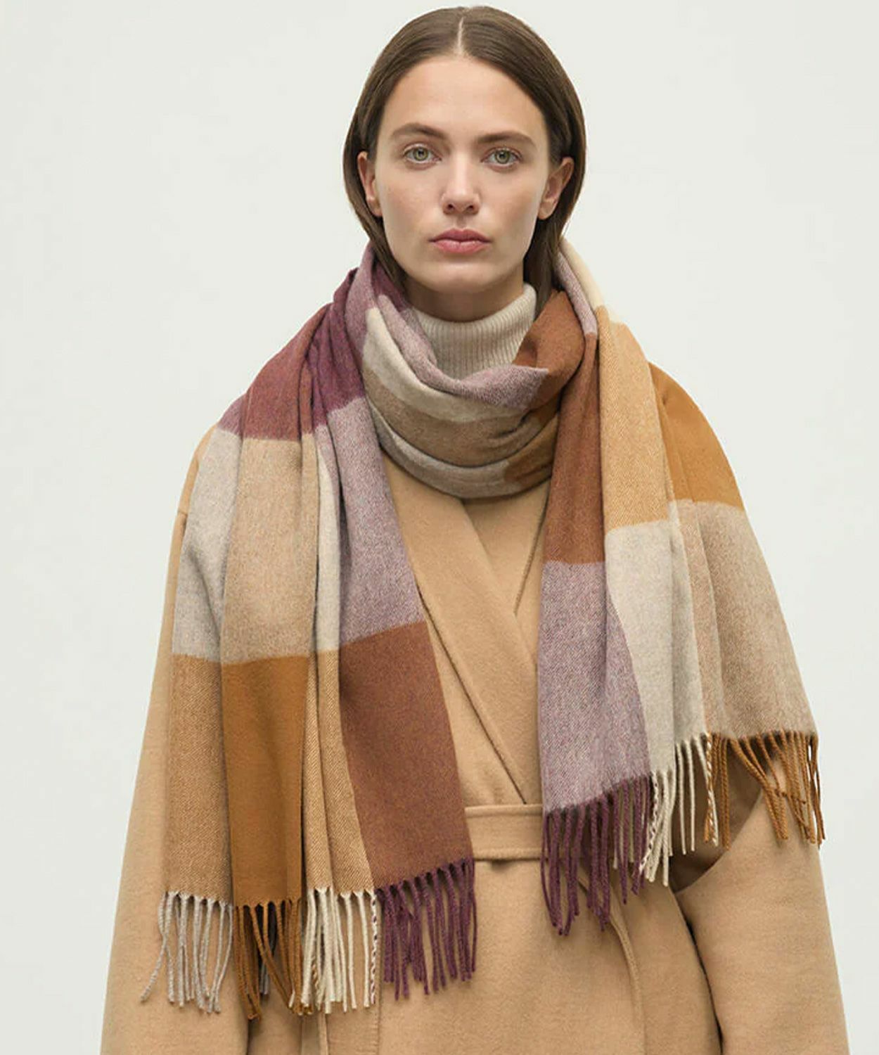 美品 JOHNSON OF EGLIN 大判カシミアストール ピンク チェック 大判